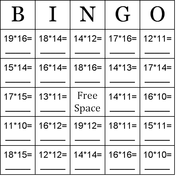 13 Best Images Of Math Bingo Worksheet Multiplication 