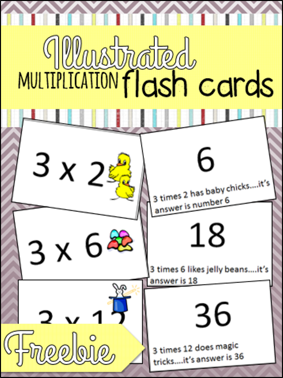 Classroom Freebies Too Illustrated Multiplication Flash Cards