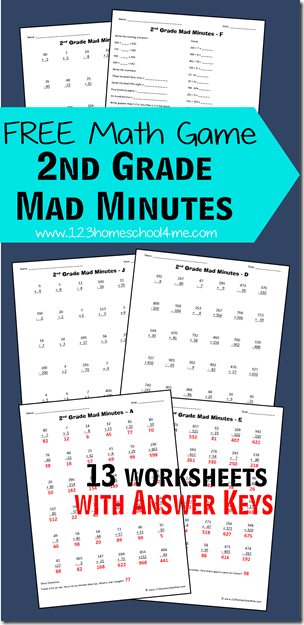 Free Math Games 2nd Grade Mad Minutes Free Homeschool 