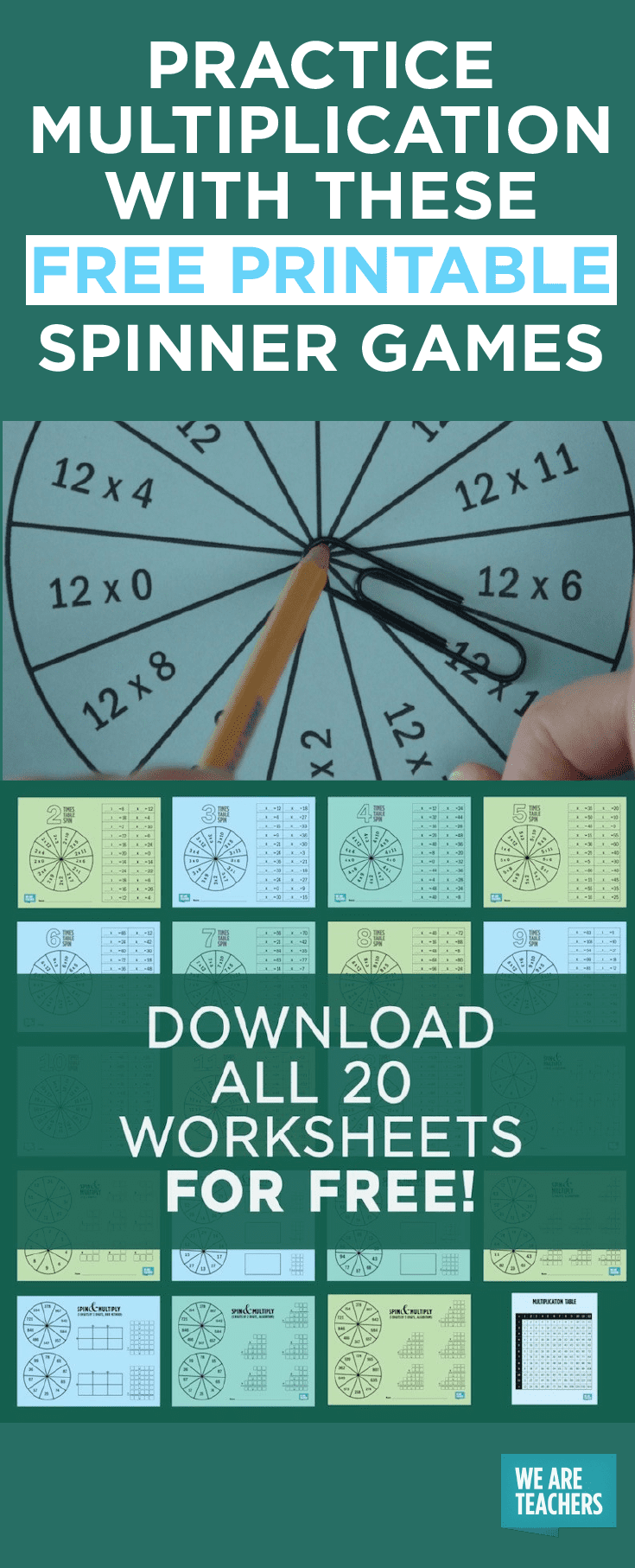 Free Multiplication Games Printable Packet Spinner Games 
