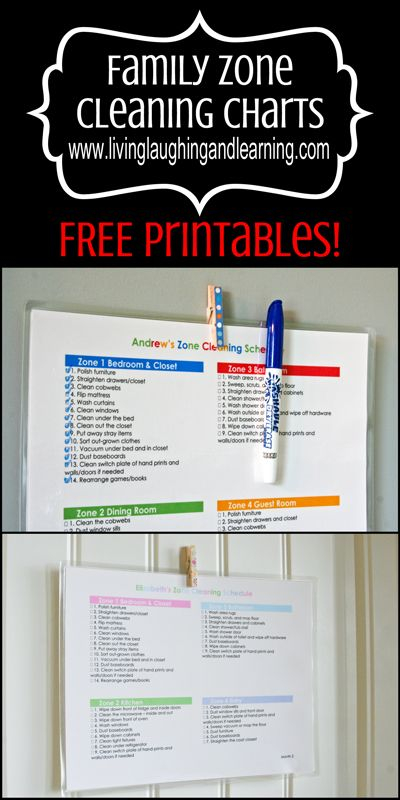 FREE Printable Zone Cleaning Charts For The Family At 