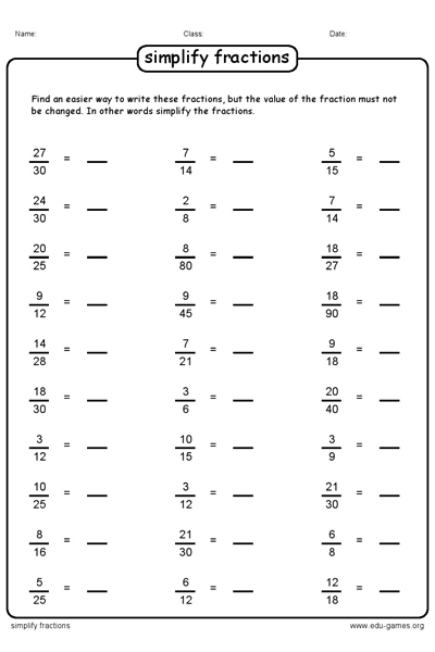 Free Simplify Fraction Worksheets Free Printable Worksheets