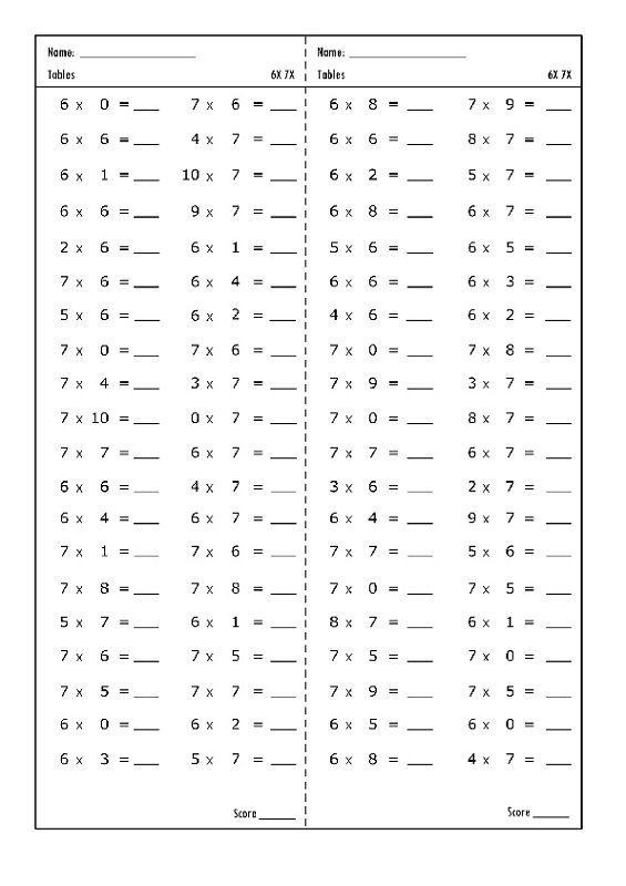 Free Times Table Worksheets Activity Shelter