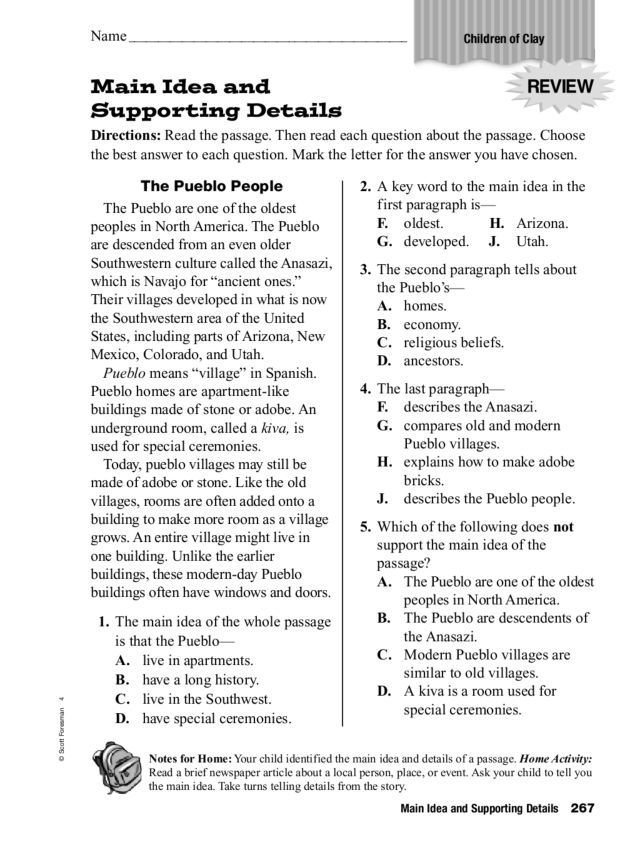 Main Idea And Supporting Details Worksheet For 3rd 5th 