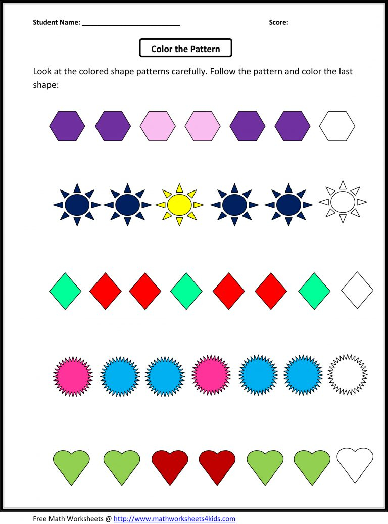 Patterns Practice Worksheet For 2nd Grade