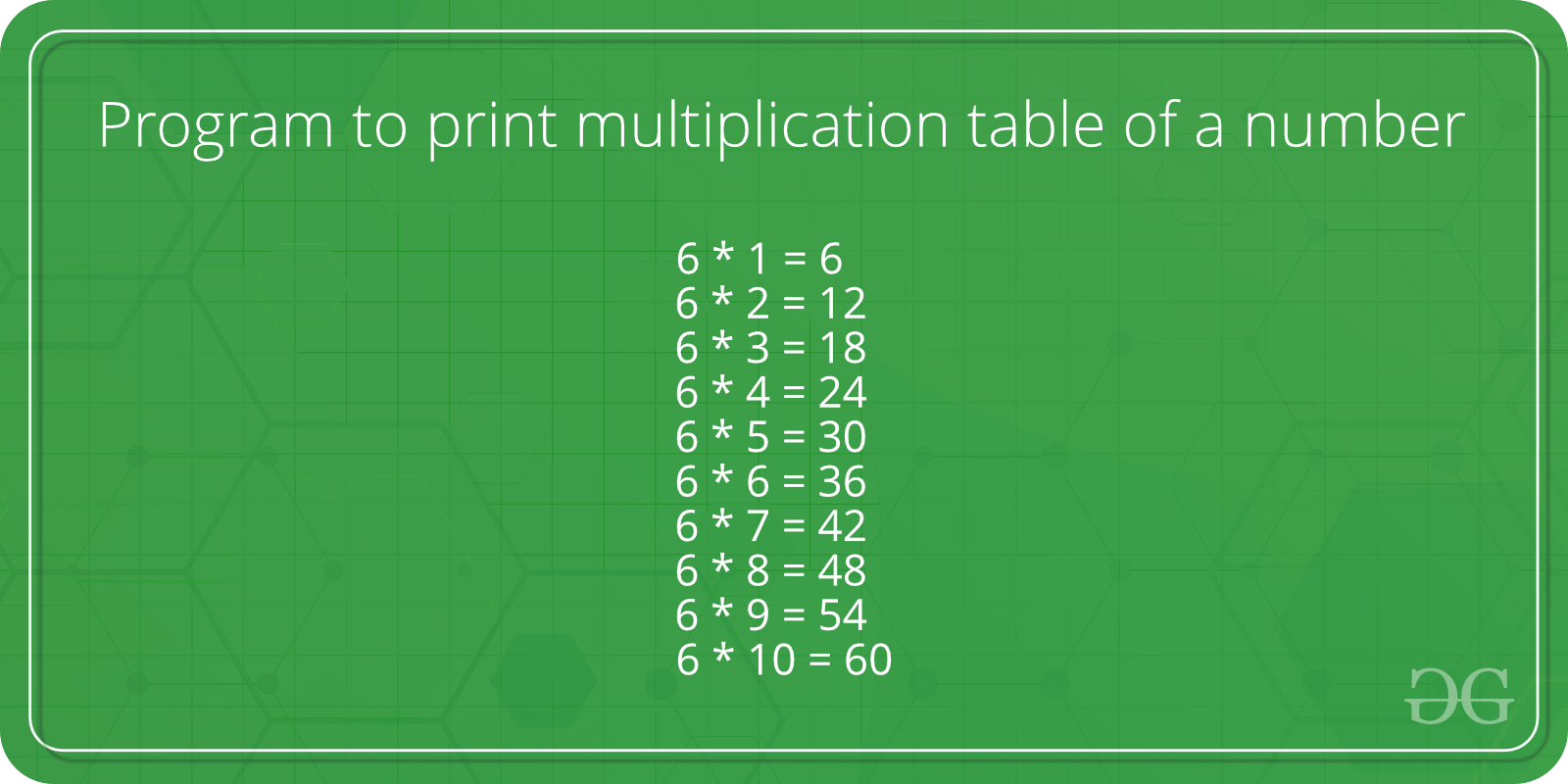 Program To Print Multiplication Table Of A Number 