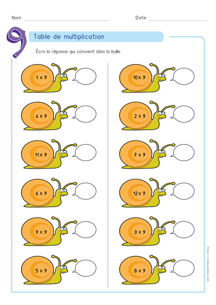 Quiz Interactif Cartes Fiches Table De Multiplication De 9