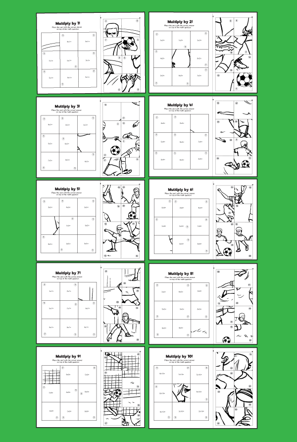 Soccer Themed 1 10 Multiplication Puzzles 10 Minutes Of 