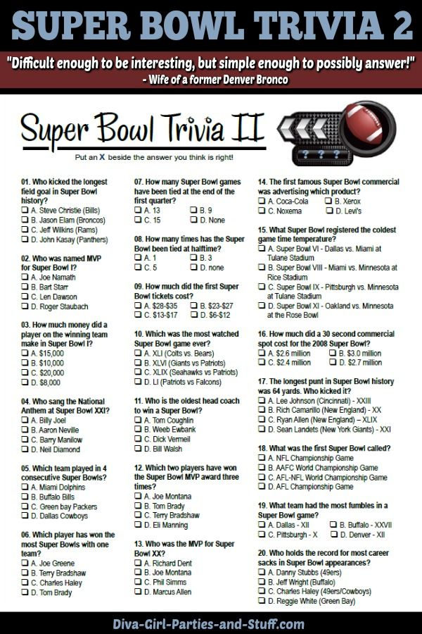 Super Bowl Trivia Questions In 2020 Super Bowl Super 