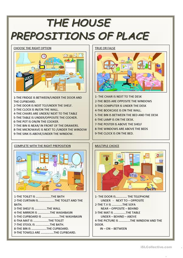 THE HOUSE PREPOSITIONS OF PLACE Worksheet Free ESL 
