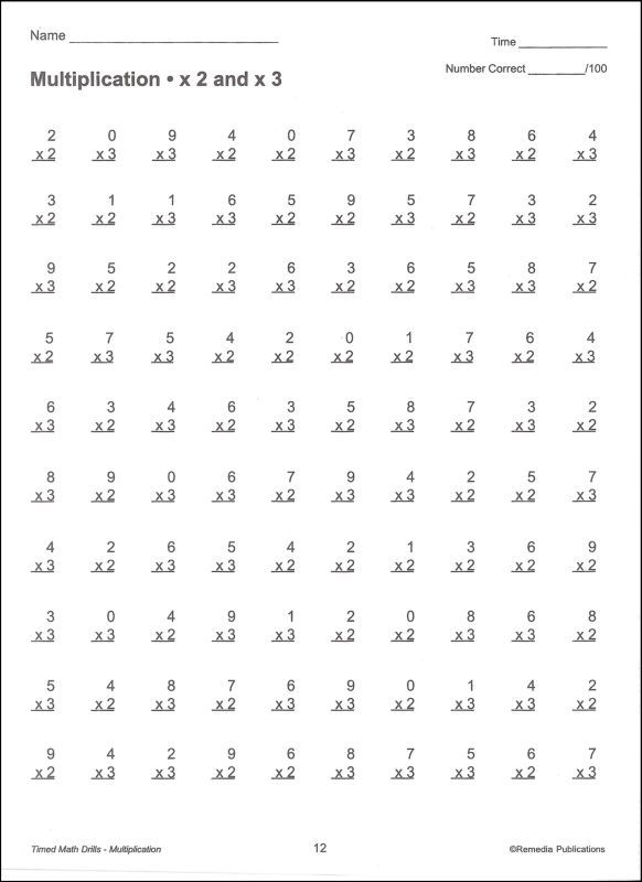 Timed Math Drills Multiplication Schede Di Matematica 