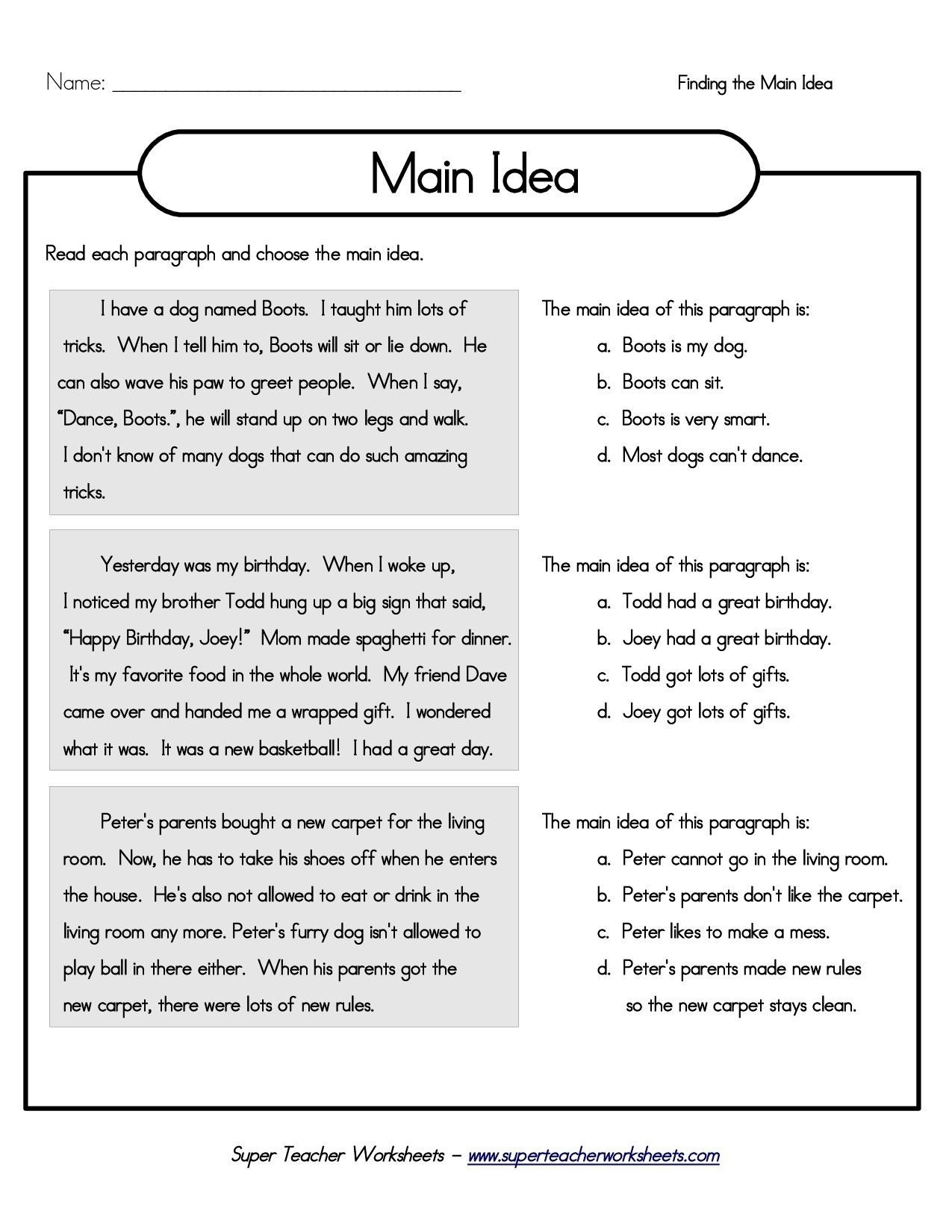 10 Lovable Main Idea Multiple Choice Worksheets 2020