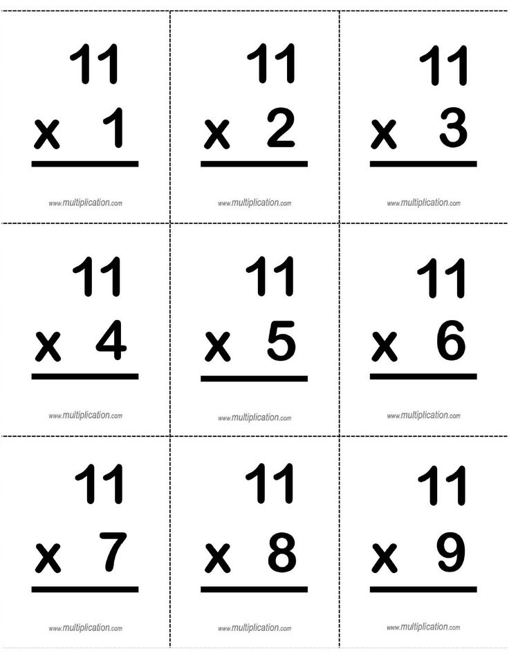 11 s 11 X Multiplication Fact Flash Cards Front Flash 