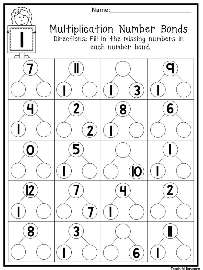 12 Printable Multiplication Number Bonds Worksheets 