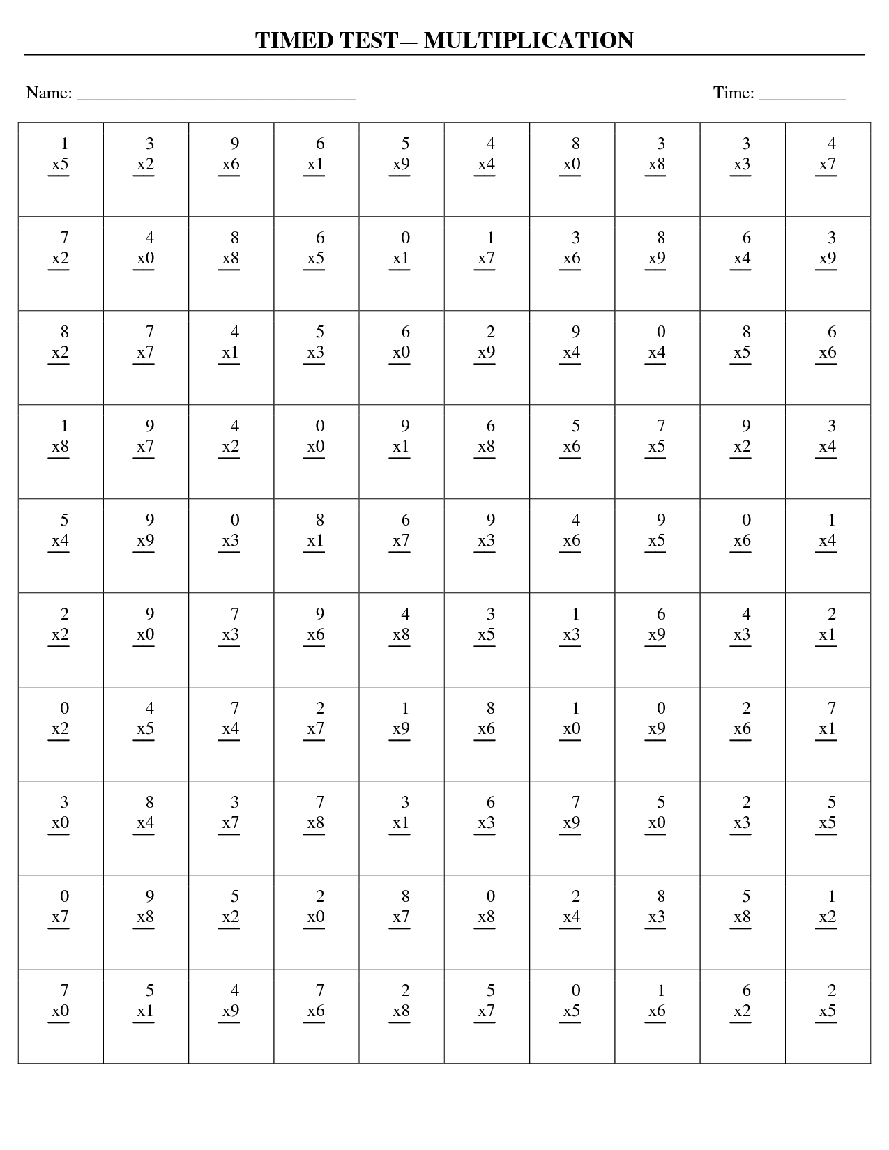 17 Best Images Of Timed Multiplication Worksheets 