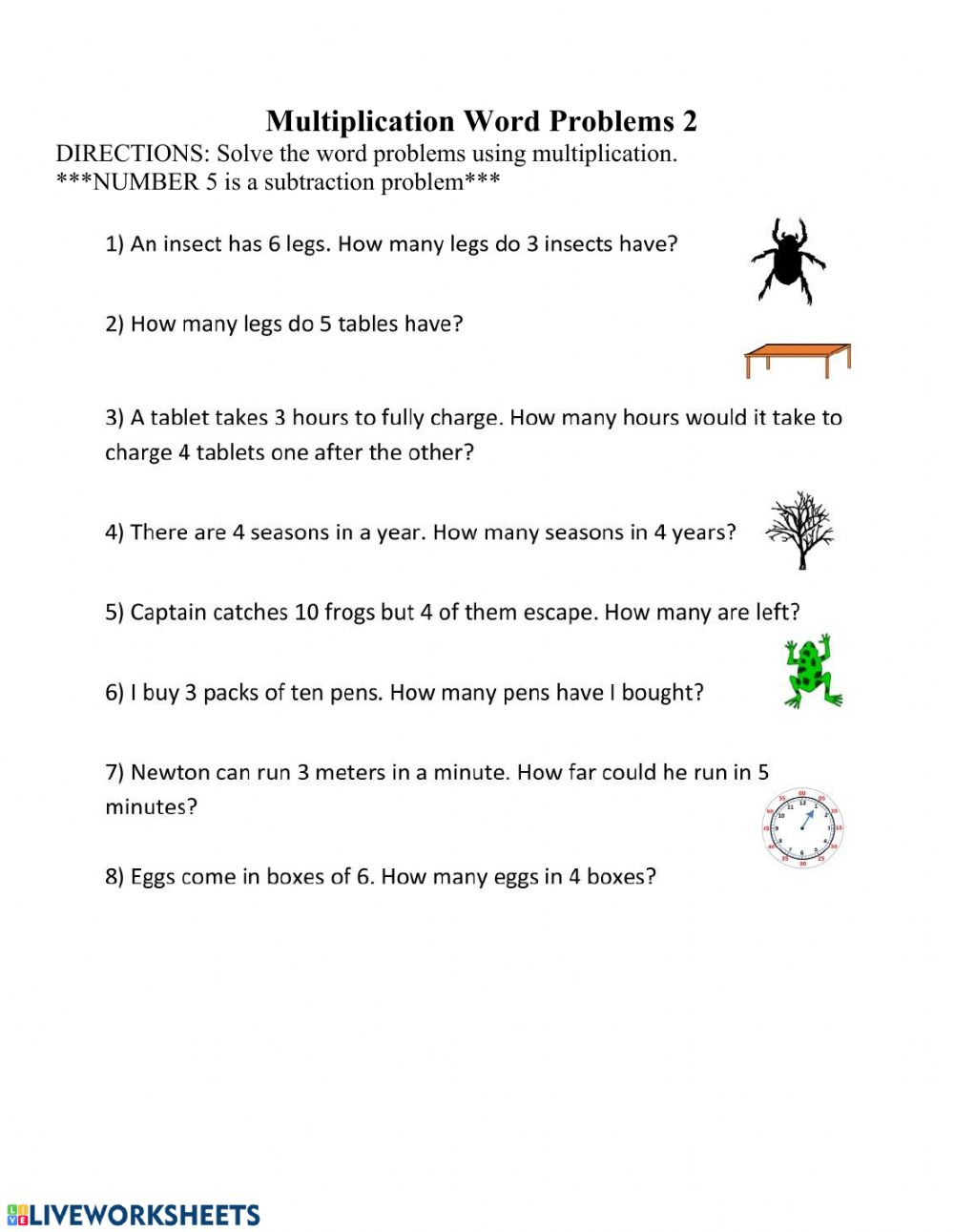 2 Digit Multiplication Word Problems Worksheet Times 