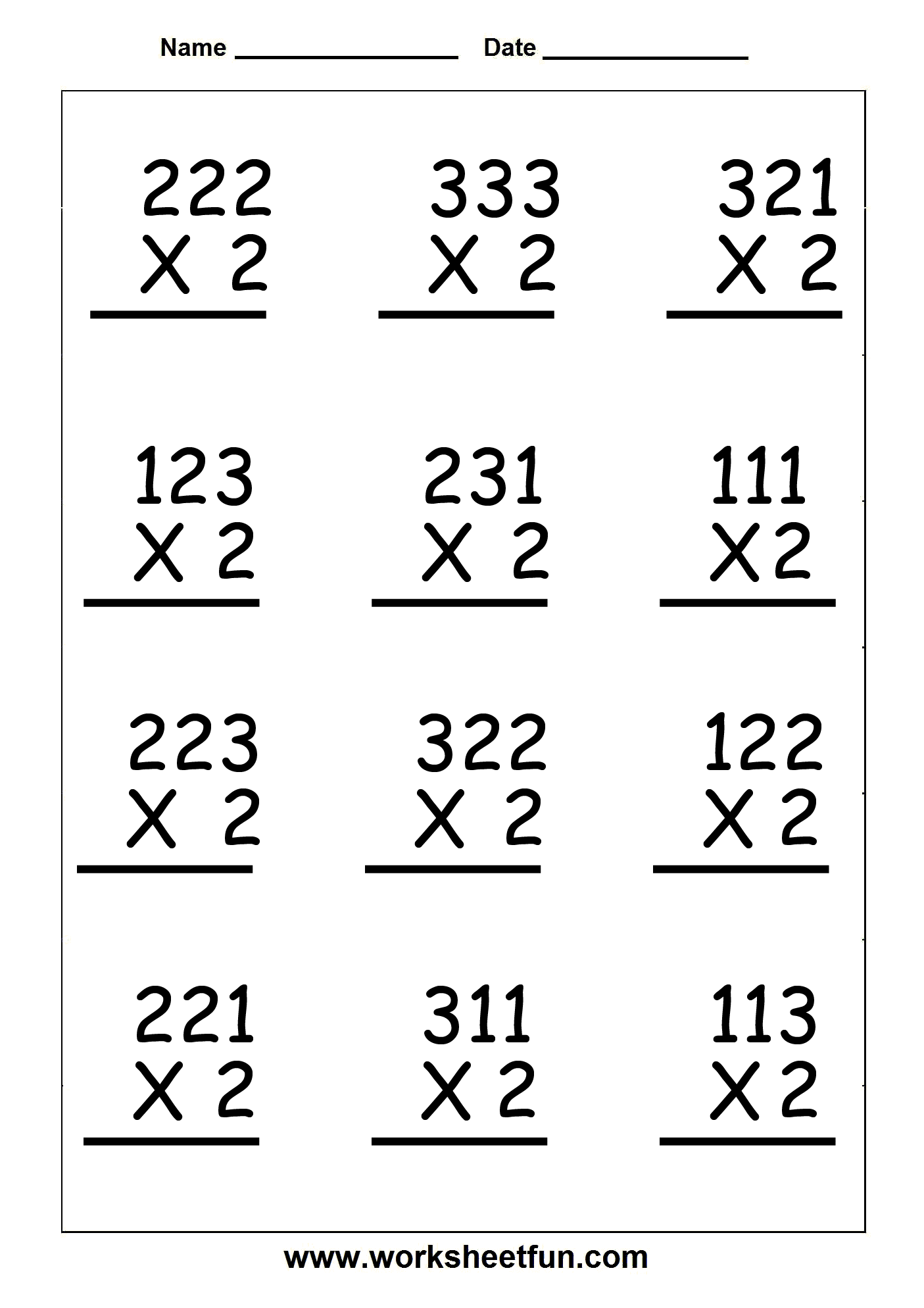 3 Digit By 2 Digit Multiplication Worksheets Pdf Times 