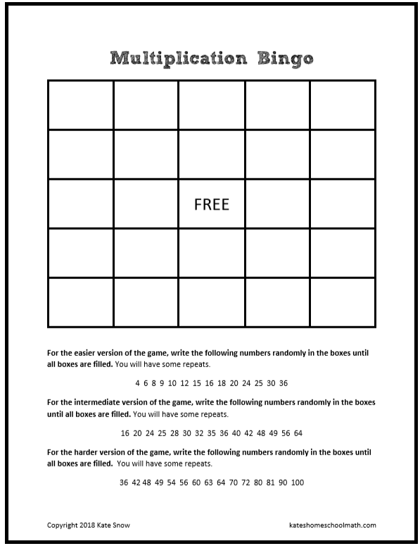 3 Fun and Free Printable Multiplication Facts Games 