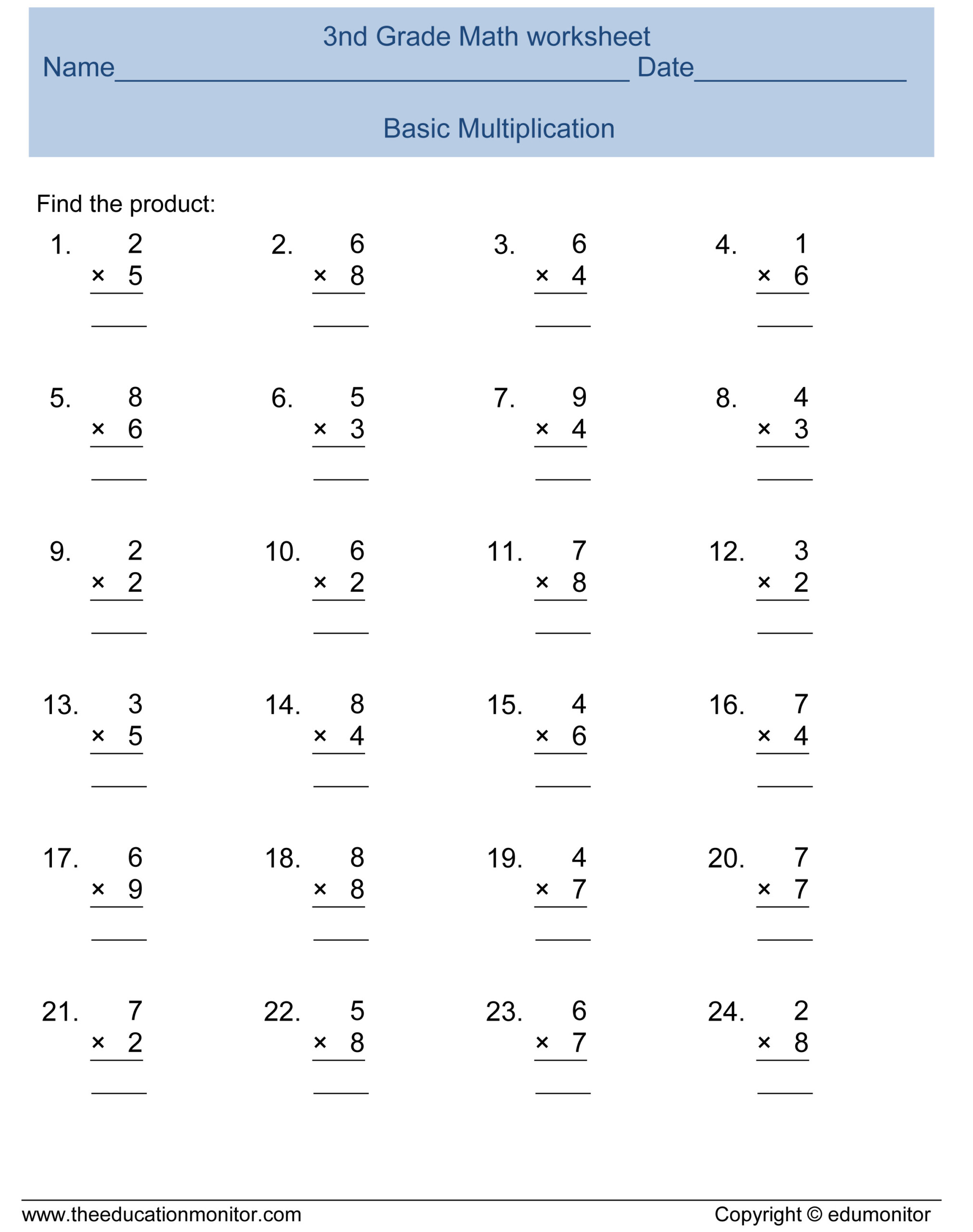 3rd Grade Multiplication Worksheets For Extra Practice More
