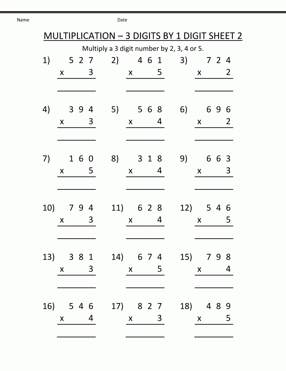 4th Grade Multiplication Worksheets Best Coloring Pages 