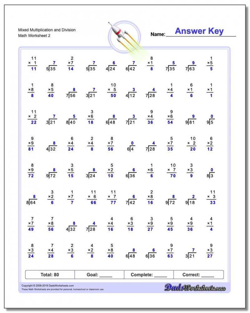 5th Grade Math Worksheets Multiplication And Division 