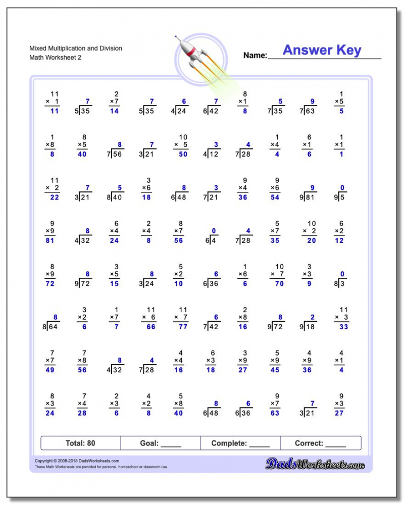 5th Grade Math Worksheets Multiplication And Division 