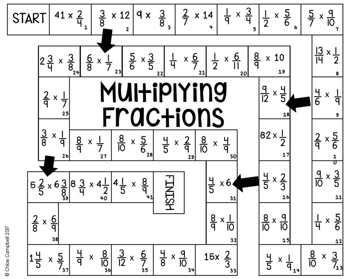 6 Printable Fraction Board Games For Multiplying And 