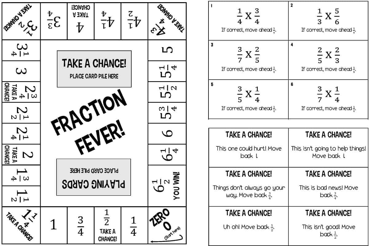 6 Printable Fraction Board Games For Multiplying And 