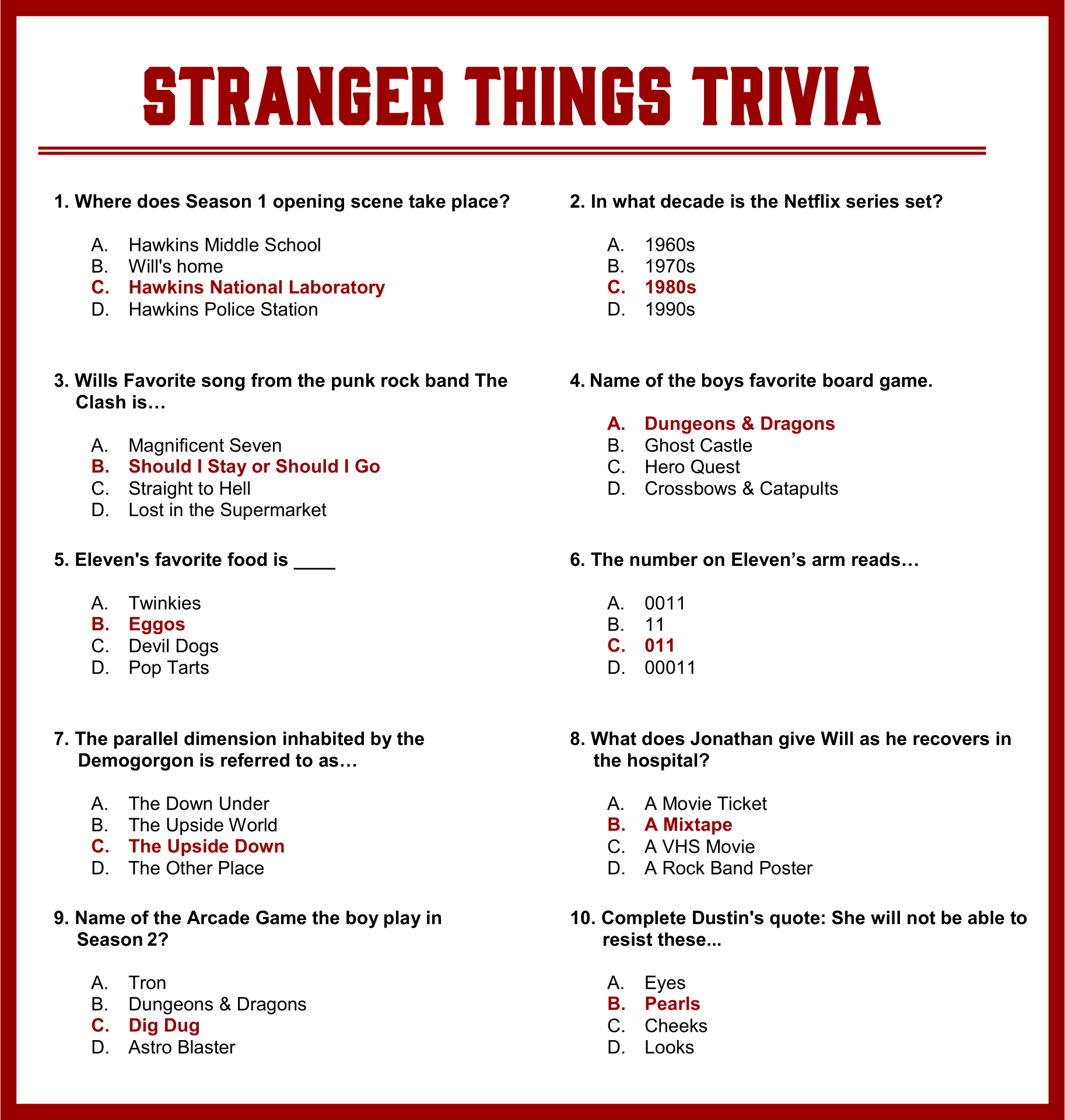 8 Best Fun Printable Trivia Printablee