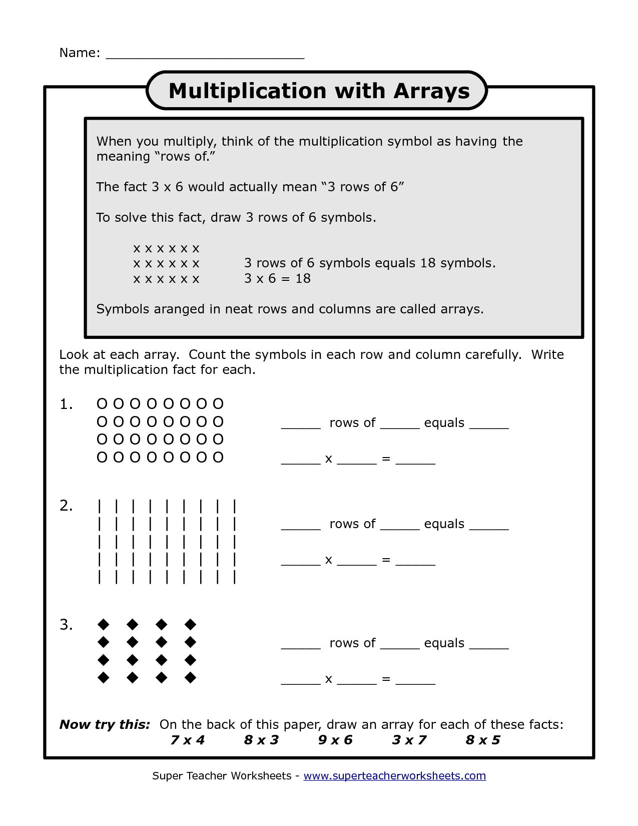 8 Best Images Of Array Multiplication Worksheet 