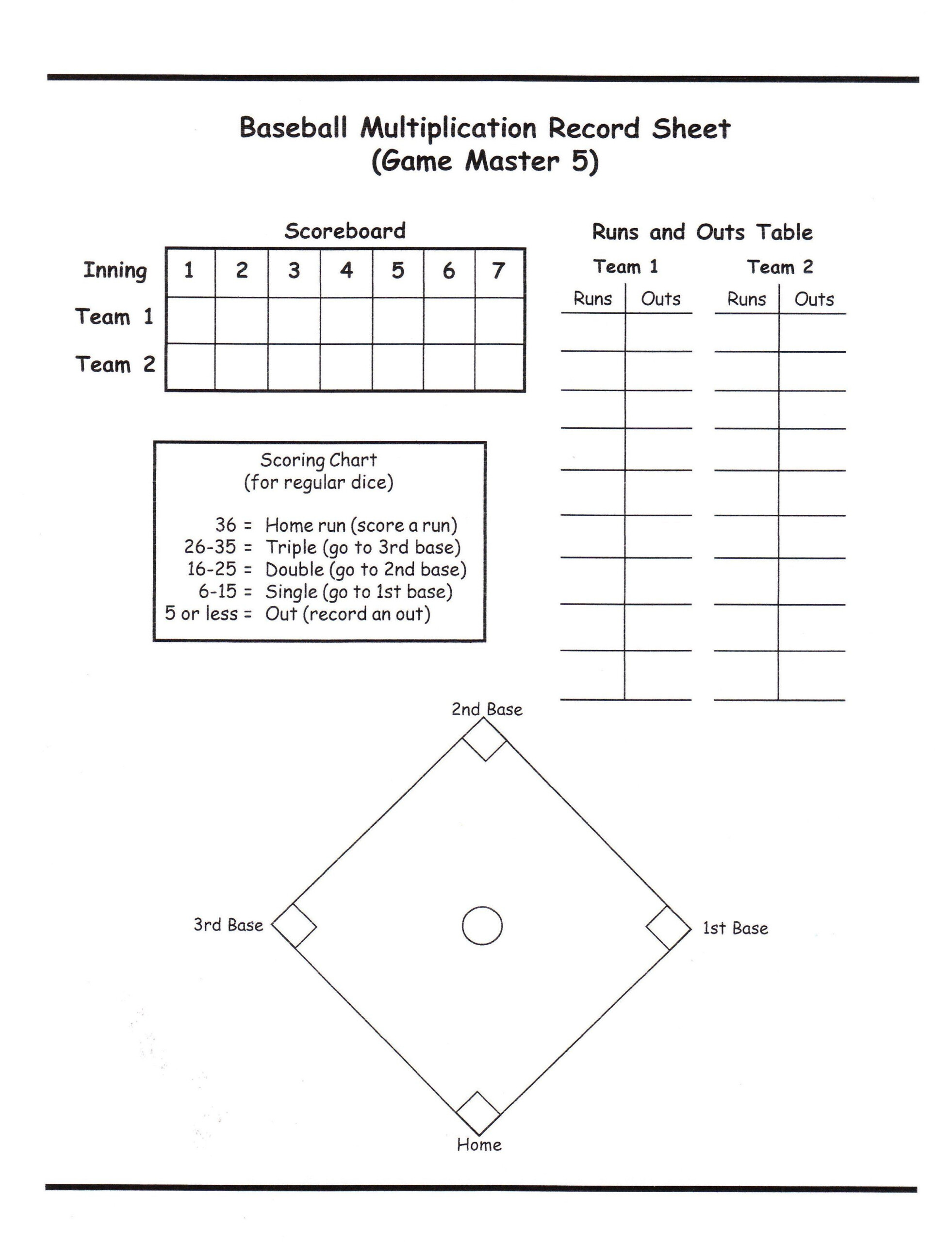Baseball Dice Game Score Sheet Google Search Free 