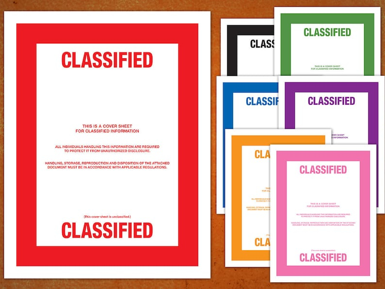CLASSIFIED Top Secret Document Cover Sheets Multiple 