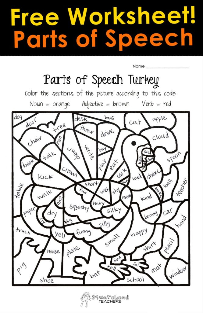 Coloring Pages Thanksgiving Parts Of Speech Worksheet 