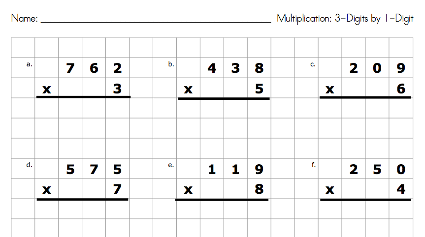 Double Digit Multiplication Worksheets Graph Paper Math 