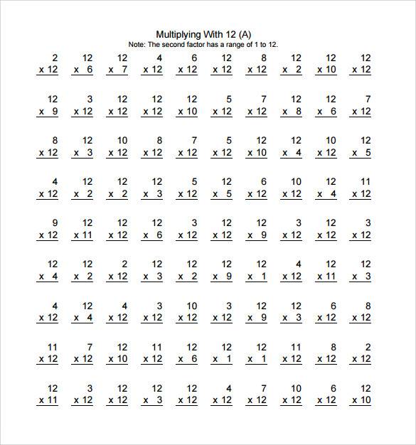 FREE 5 Sample Horizontal Multiplication Facts Worksheet 