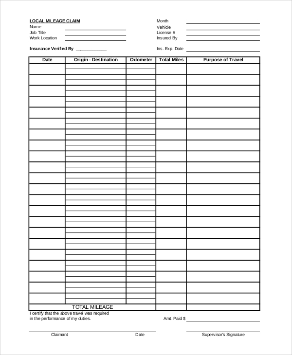 FREE 7 Sample Mileage Tracker Templates In PDF Excel