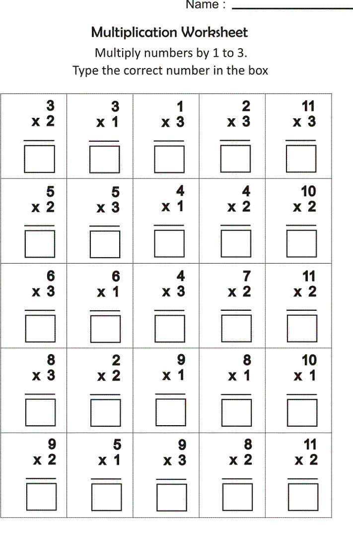 Free Printable Basic Math Worksheets Multiplication 