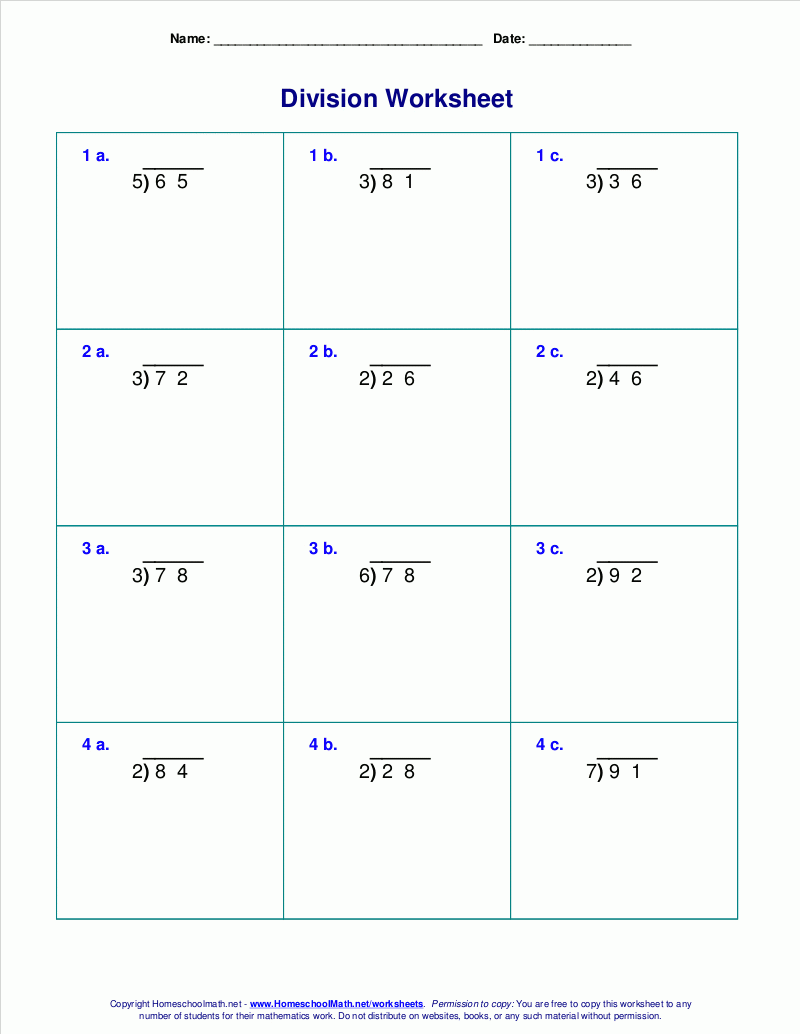 Free Printable Division Worksheets For 4Th Grade Free 