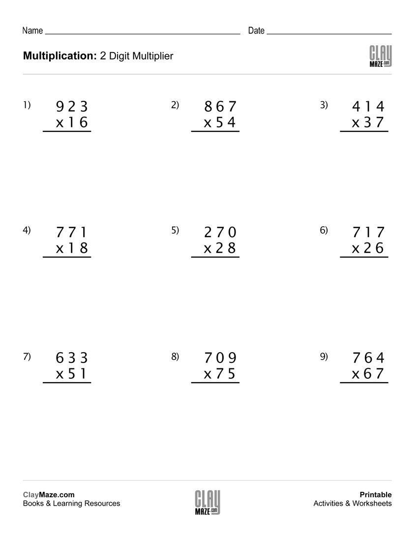 Free Printable Double Digit Multiplication Worksheets 