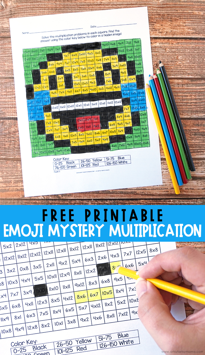 Free Printable Emoji Mystery Multiplication Worksheets 