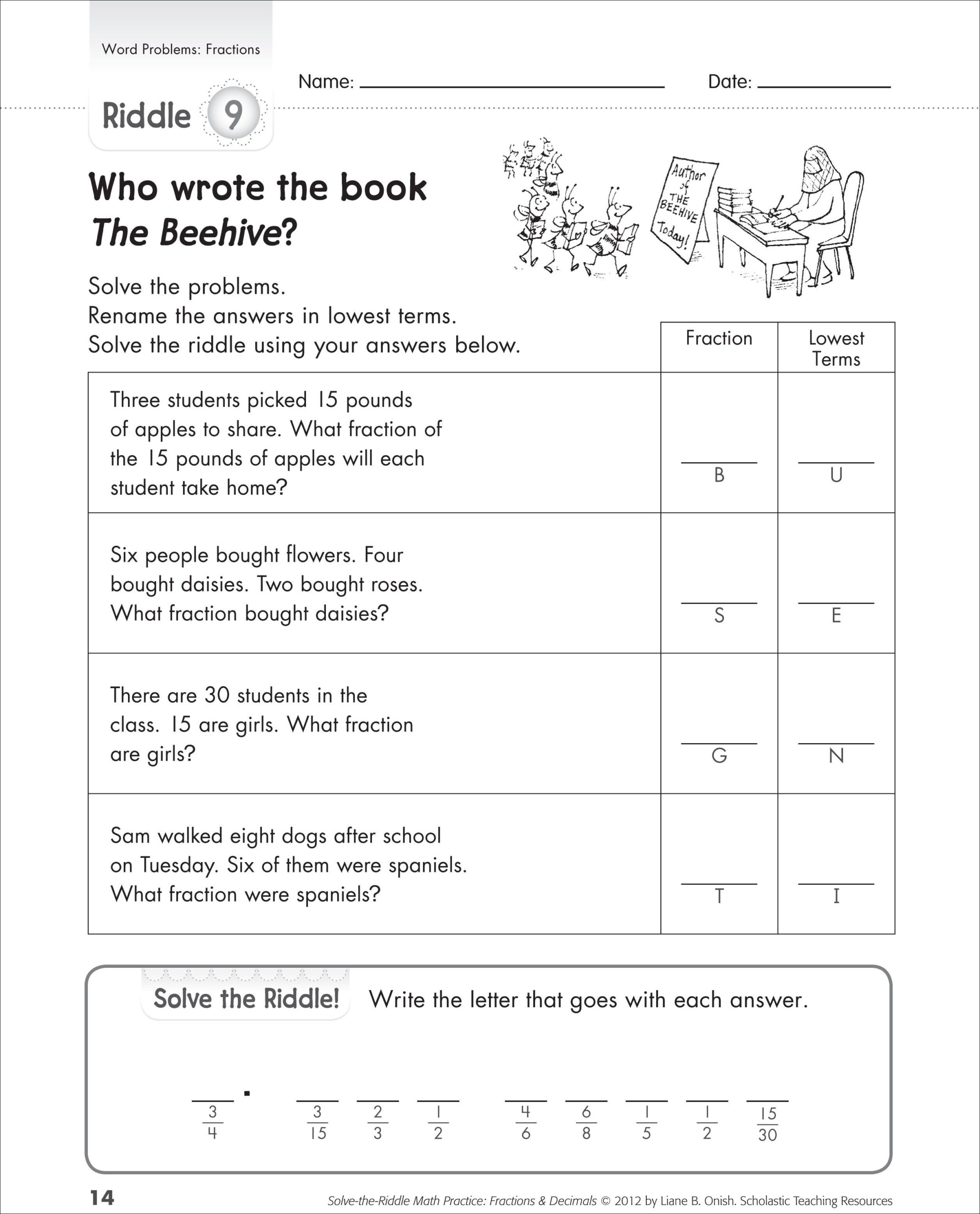 Free Printable Fraction Word Problem Worksheets 