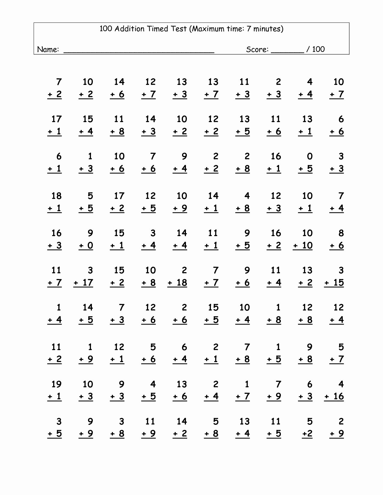 Free Printable Multiplication Timed Tests Free Printable 