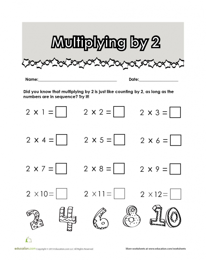 Intro To Multiplication Multiplying By 2 Worksheets 