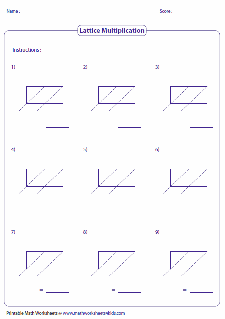 Lattice Multiplication Worksheets And Grids