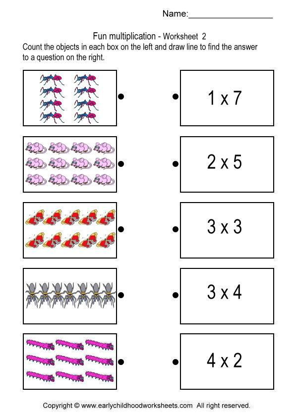 Matching Pictures With Multiplication Problems Worksheet 