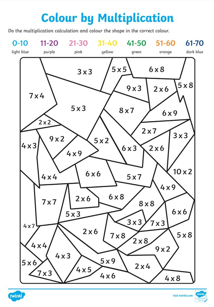 Maths Colouring Multiplication Worksheet Fun Math 