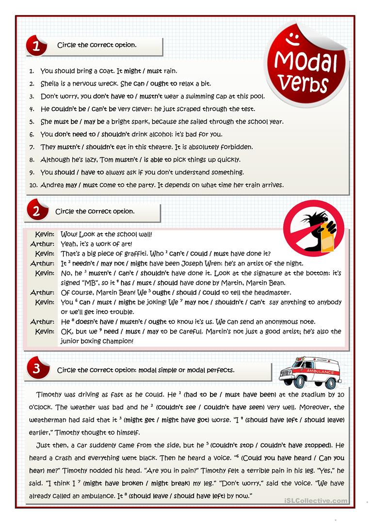 Modal Verbs Multiple Choice Exercises Pdf Exercise Poster