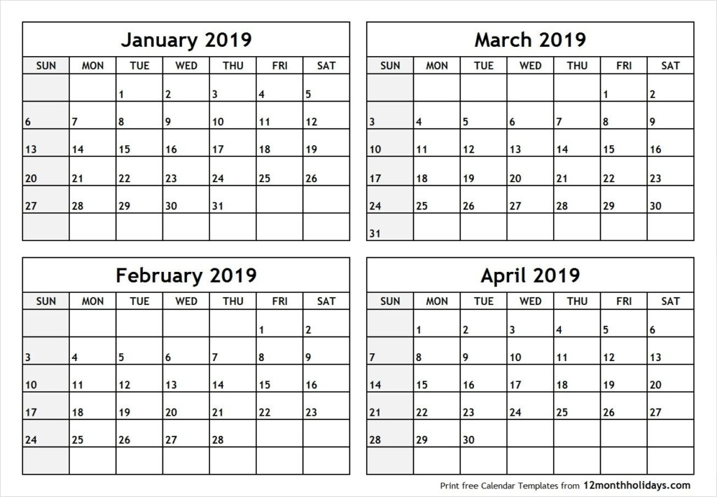 Monthly Print Calendars Templates 2020 Multiple Months Per