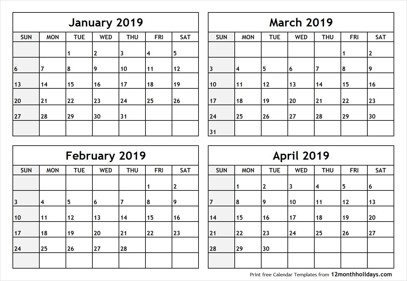 Monthly Print Calendars Templates 2020 Multiple Months Per 