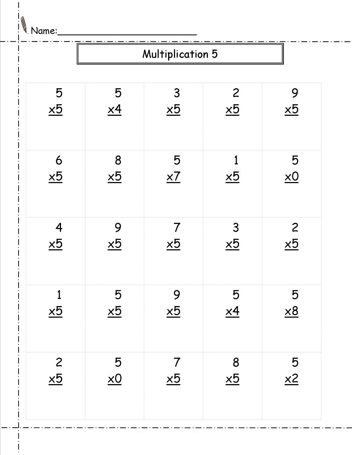 Multiplication 5 Times Table Worksheets 101 Activity